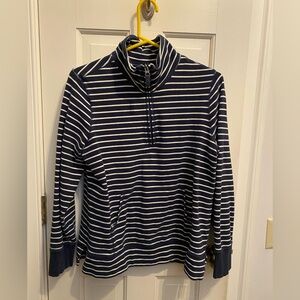 L.L. Bean Navy and White Striped Top